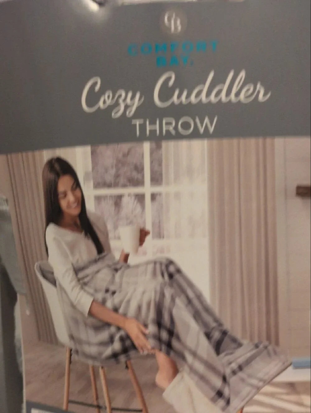 Comfort Bay Cozy Cuddler Throw Blanket - Cream and Light Gray